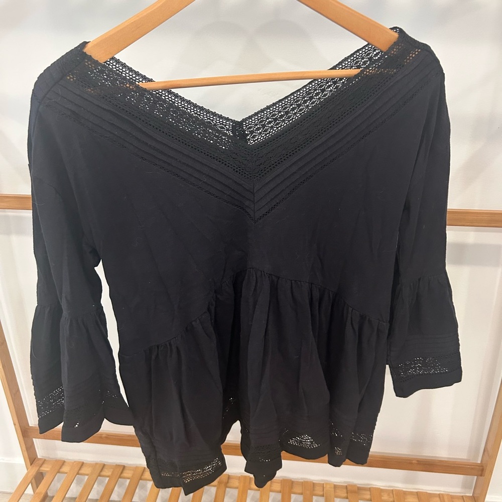 Anthropologie Black Asymmetrical Peplum Blouse